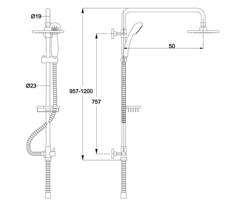 Душевая система KAISER без смесителя (2065)
